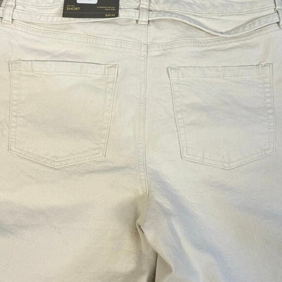 Style & Co. High rise belted cream denim jeans shorts, feminine, summer #3671 - Picture 8 of 8